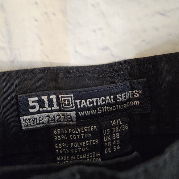 5.11 Tactical Taclite Pro Pants Mens 38x36 Black Ripstop Utility Work 74273 - Picture 4 of 6